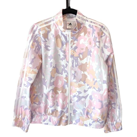 Adidas Pastel Camo Zip Jacket Girls XL Womens S Pink AOP Comfy Sporty Preppy NWT